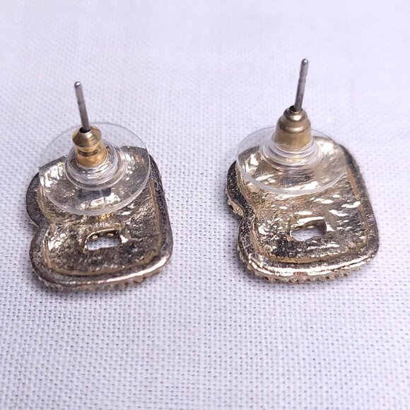 Gold Tone Bubble Earrings Initial "B" - Picture 2 of 3